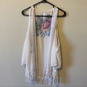 Xhilaration Cold Shoulder Sheer Floral Cardigan
